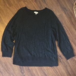 Umgee Black Floral Textured Sweater